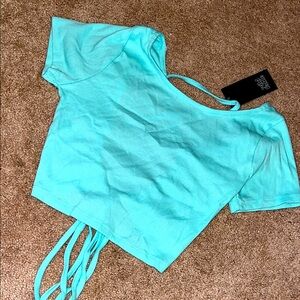 Turquoise Crop Top with Tie Back